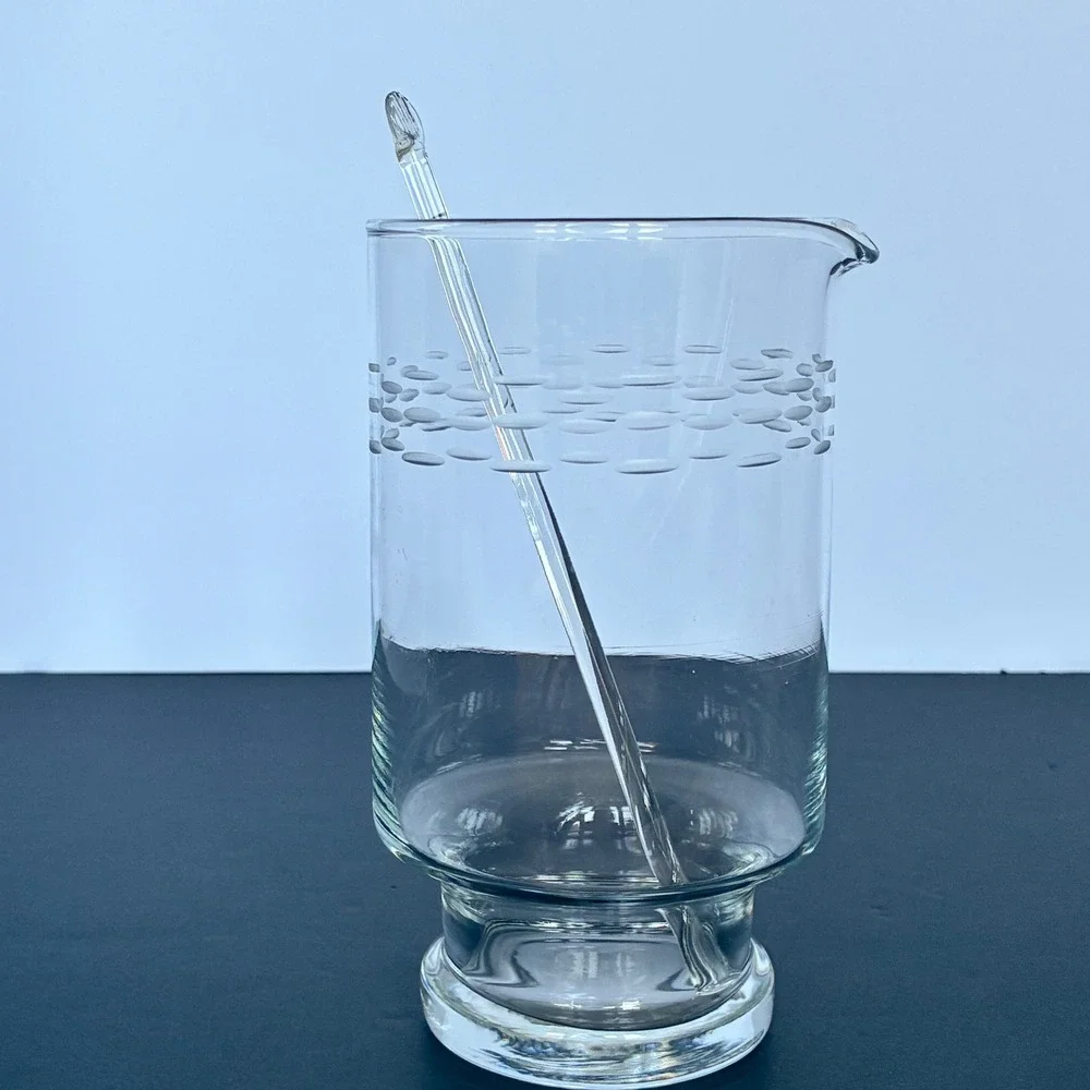 Princess House Crystal Heritage Martini Cocktail Pitcher Etch MCM Barware Retro